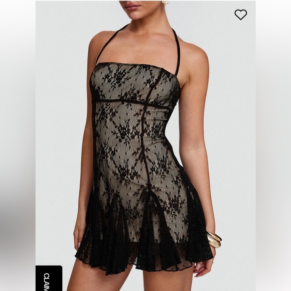 BNWT Princess Polly DELAMERE LACE MINI DRESS BLACK - Picture 3 of 10